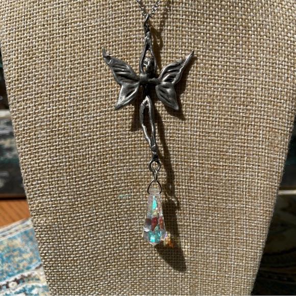Hand Crafted Pewter Fairy AB Crystal necklace - Picture 7 of 9
